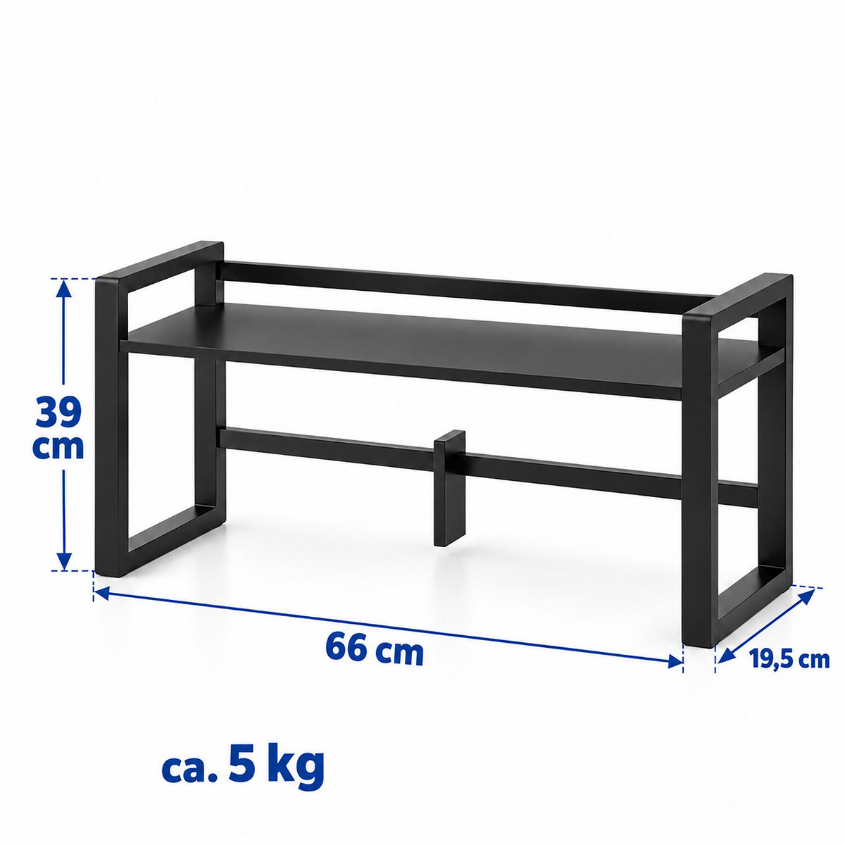 TISCHREGAL Schwarz Bambus verstellbare Buchstütze 39x66 cm - Schwarz, Holz/Textil (19.5/66/39cm) - Relaxdays