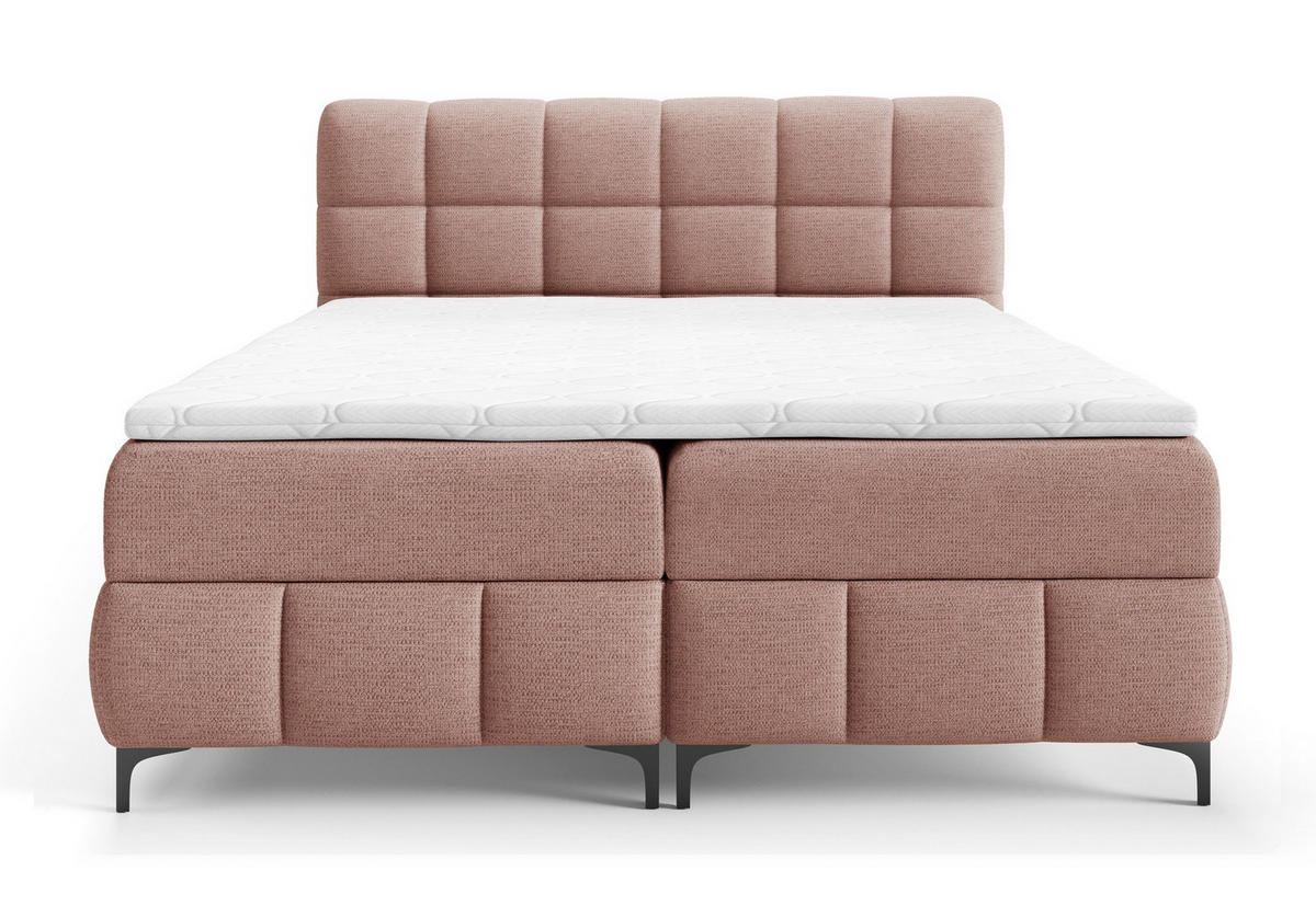 BOXSPRINGBETT 200x200 Altessa mit Bettkasten, Matratze, Topper, Puderrosa - Hellrosa, Holz/Textil (200/200cm) - Emporius