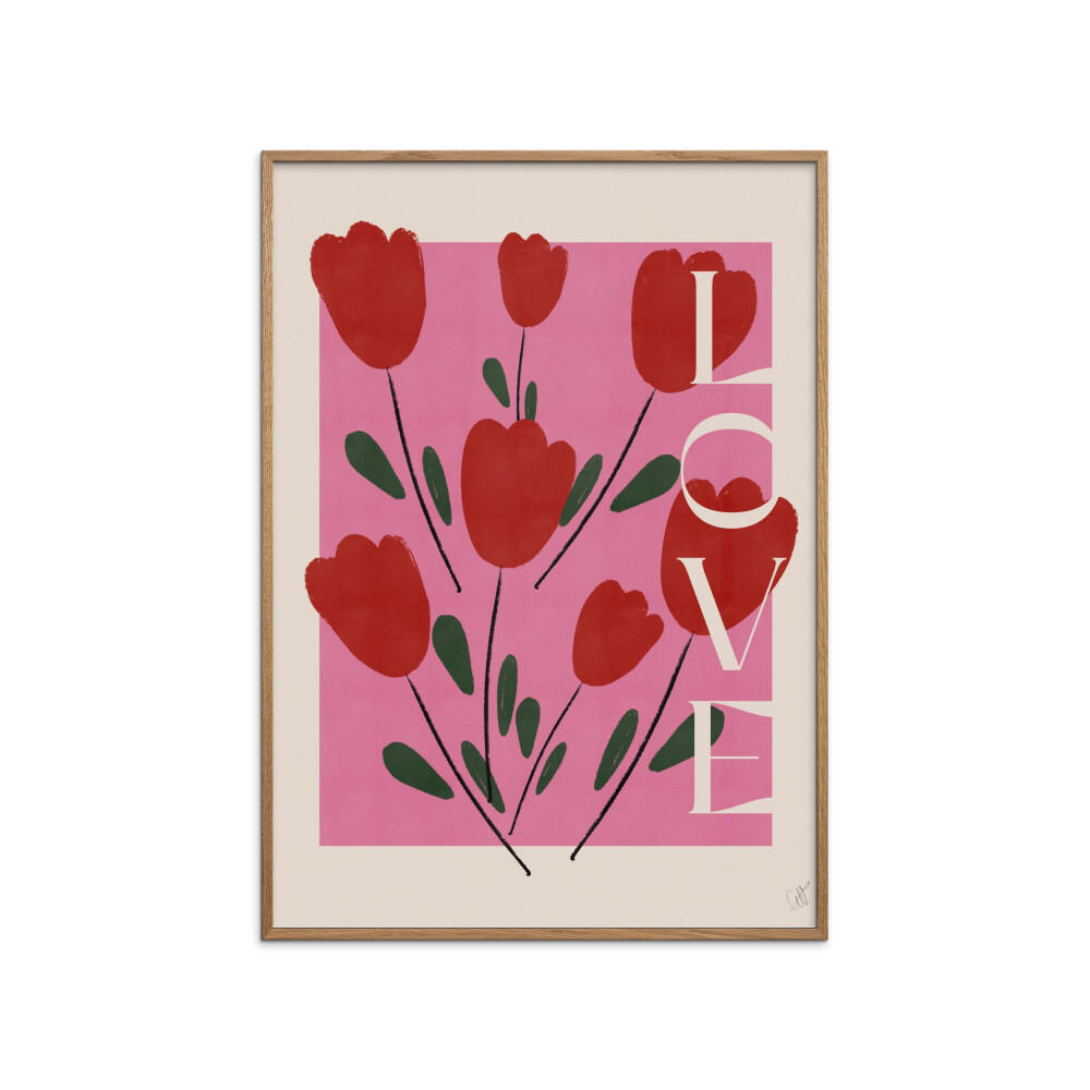 POSTER mit Rahmen Affordable Art Prints x Anne-Marie Volfova - Tulips - Eichefarben/Rot, Holz/Papier (30/40cm) - Poster&Frame