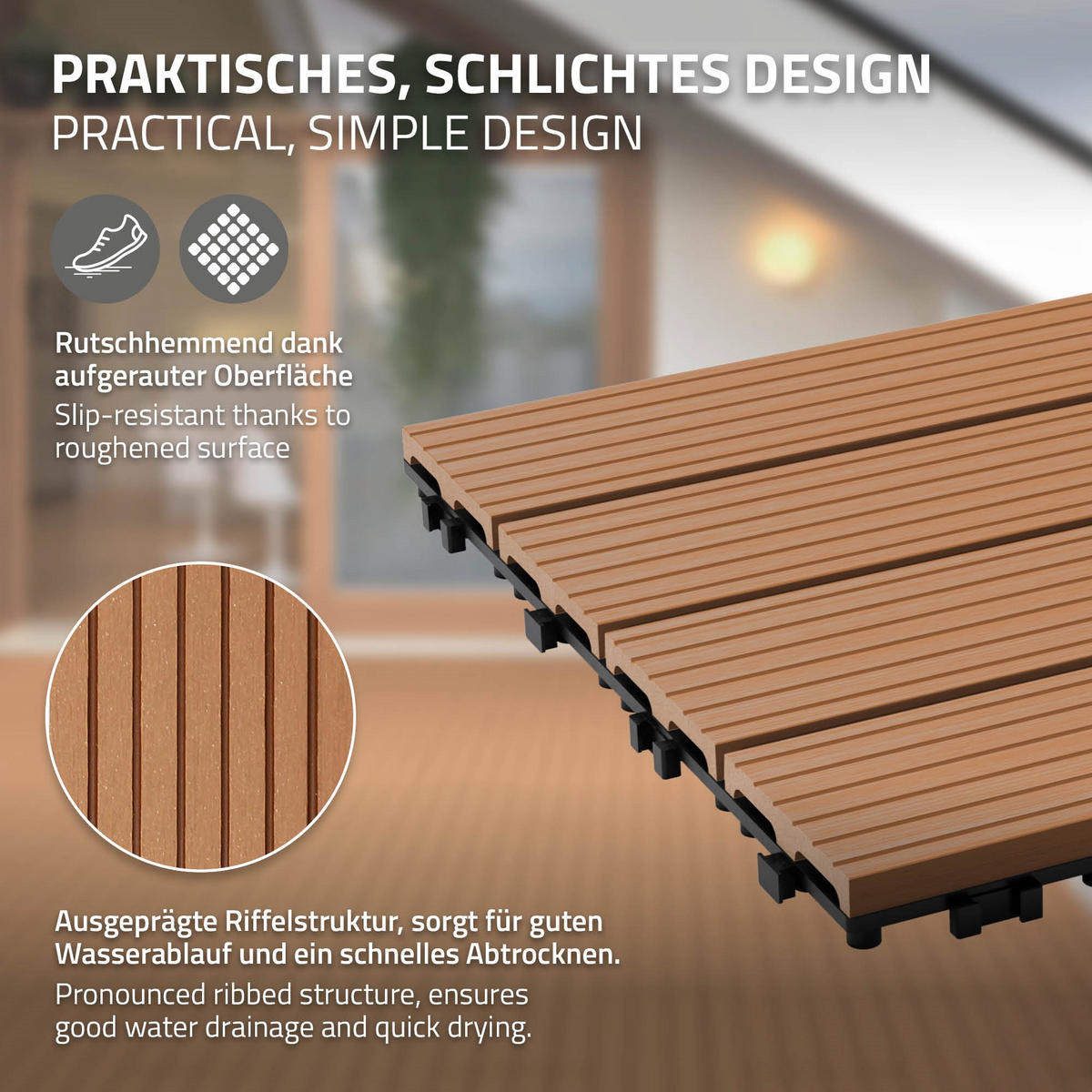 BODENPLATTE 2er Set - Hellbraun, Holzwerkstoff (60/30/2cm) - ECD-Germany