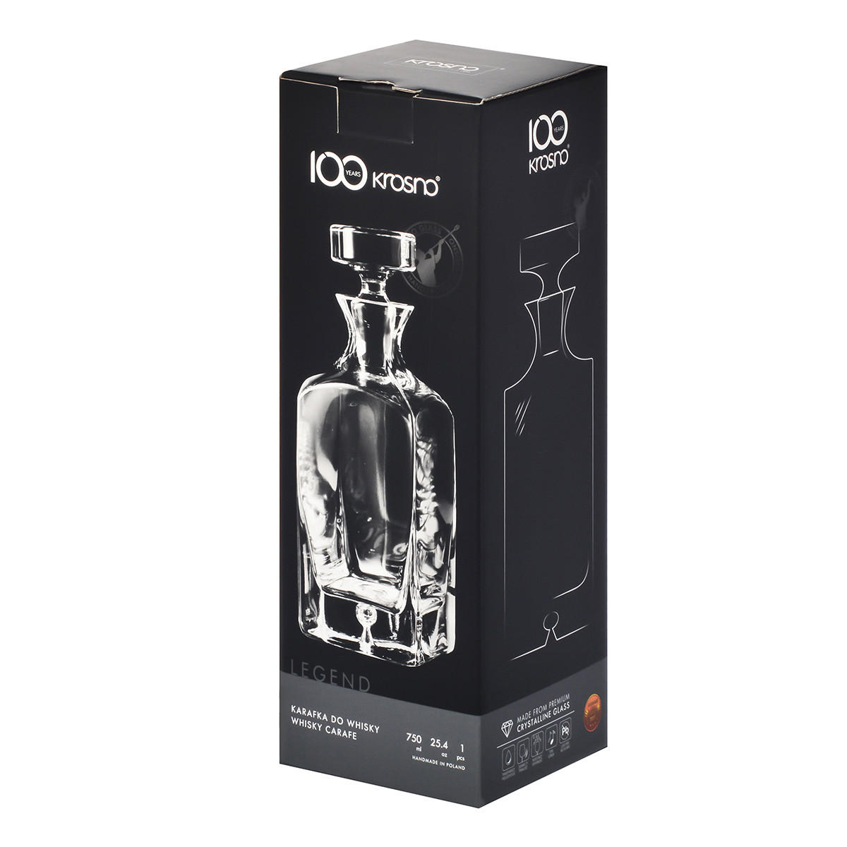 WHISKYKARAFFE MIT STOPPER Legend, 750 ml, Handgemacht - Transparent, Glas (0.75L) - Krosno Glass