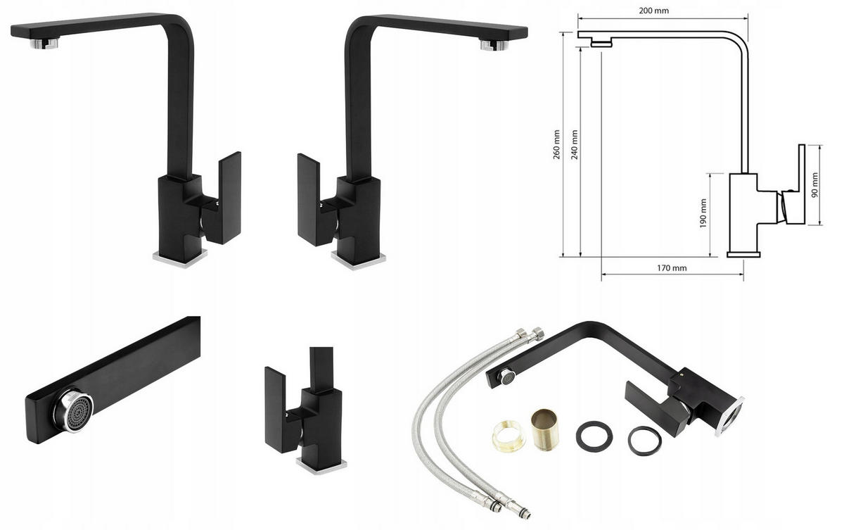 GRANITSPÜLE Best mit Siphon Batterie - Schwarz, Kunststoff/Stein (50/40/18cm) - Granitan