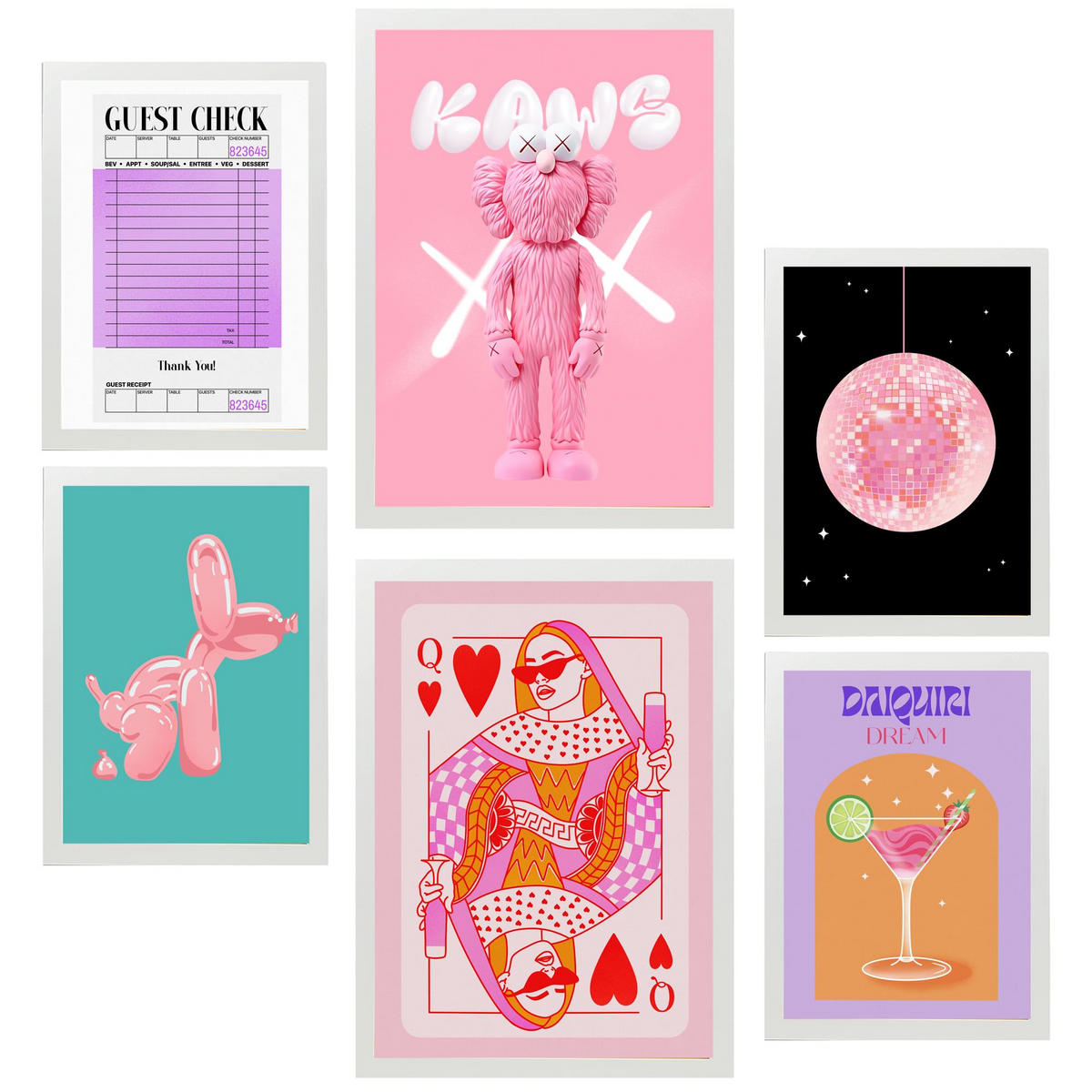 POSTER Set Mit 6 Feminine Moderne KunstIn Rosatönen A3 & A4 Weißer Rahmen - Weiß, Papier (29/3cm) - Nacnic