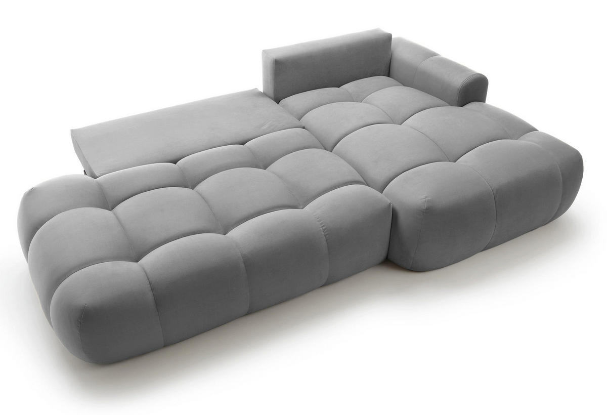 ECKSOFA Ombo Grau Velours 280 cm - Schwarz/Grau, Kunststoff/Textil (284/167cm) - Selsey