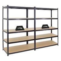 SCHWERLASTREGAL Taurus 2er-Set mit 2x 180x120x60 cm Fachlast 175 kg Schwarz - Schwarz, Metall (240/180/60cm) - PROREGAL