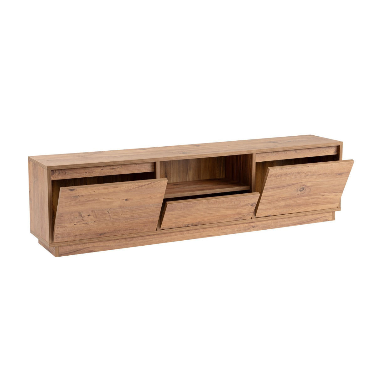 TV-MÖBEL mit 3 klappbaren türen und 1 offenem fach - vanguard 160/29,5/42 cm - Beige, Holzwerkstoff (29.5/42/160cm) - Calicosy
