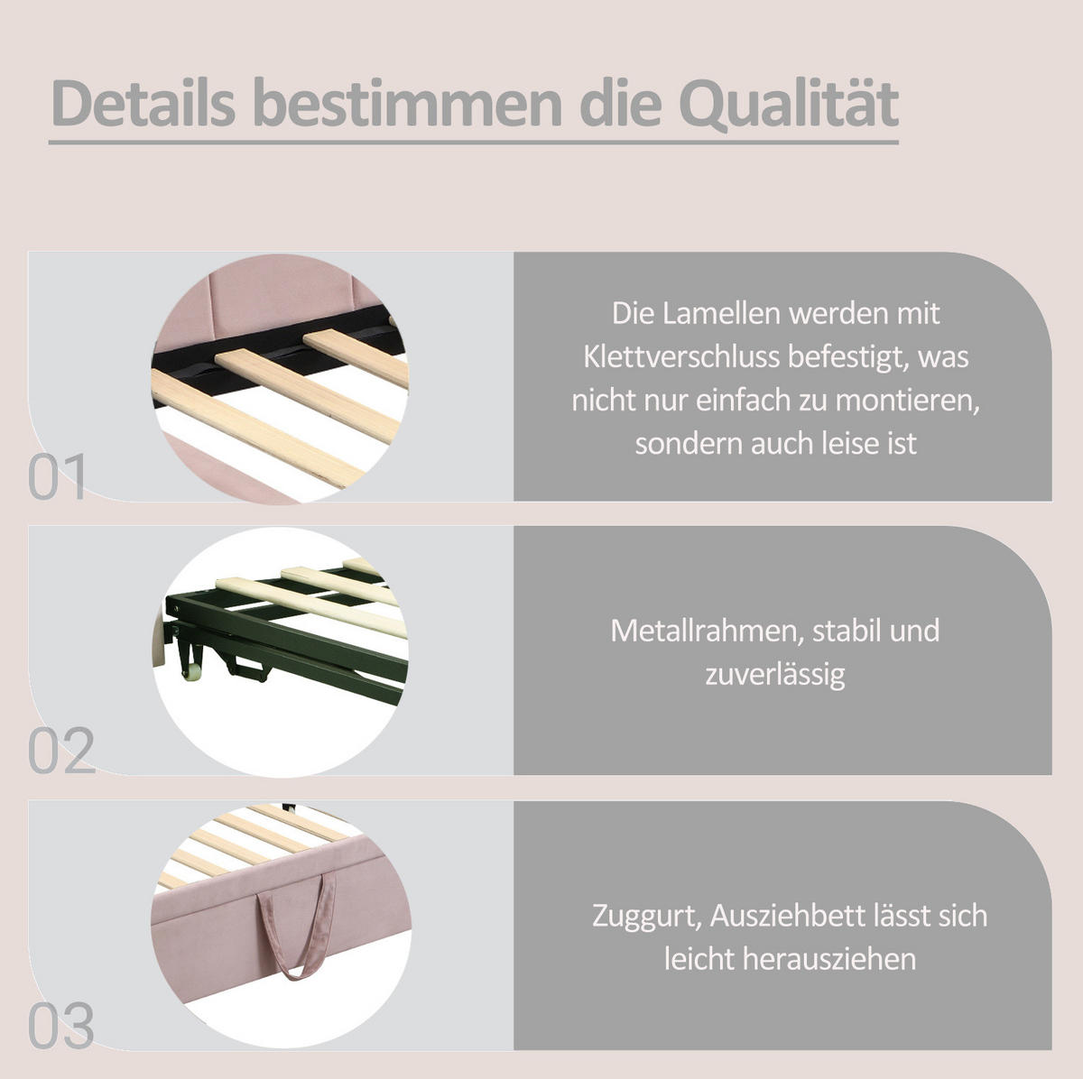 POLSTERBETT 90/180 cm aus Samt mit Ausziehbett, Rosa - Pink, Textil (90/180cm) - OKMYHOME
