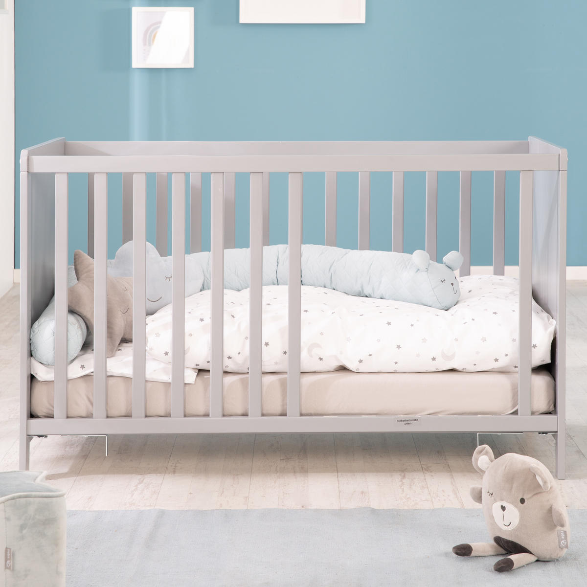 BABYBETT mit Matratze 60 x 120 cm - Taupe, Holzwerkstoff (60/120cm) - Roba