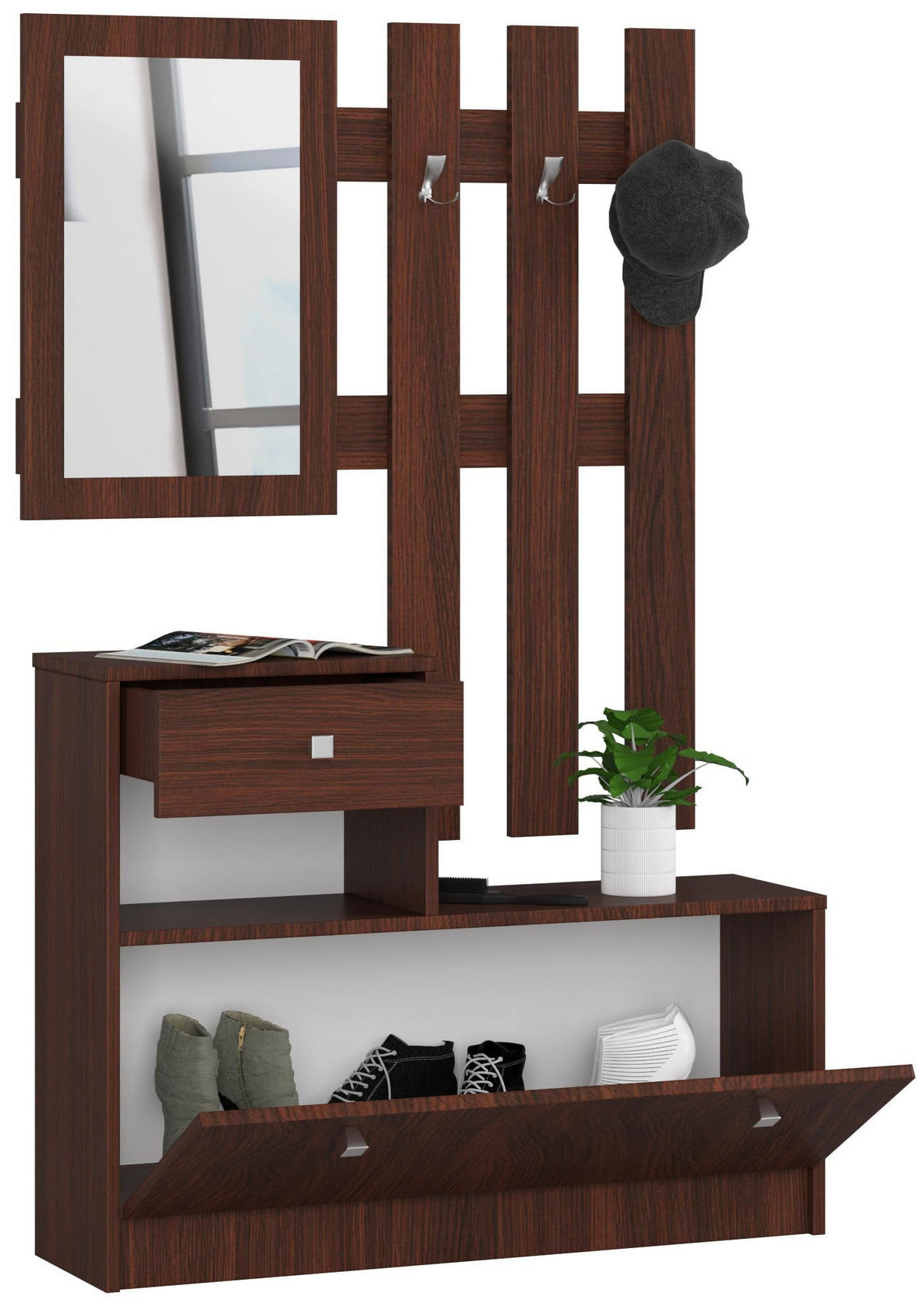 GARDEROBEN-SET, Wenge, B90 x H100 cm - Wengefarben, Holz (25/170/90cm) - Milordbikes