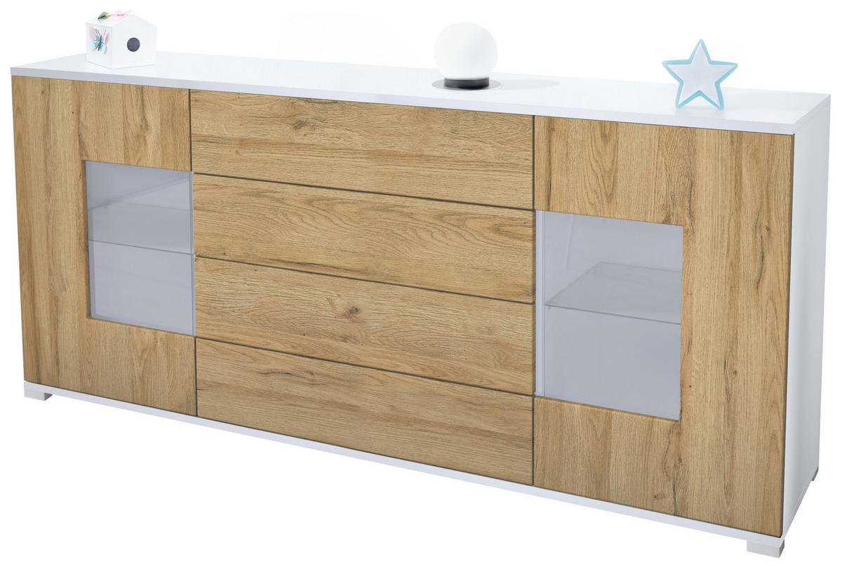 SIDEBOARD Grömitz Eiche Natur - Eichefarben, Holzwerkstoff (166.5/75.5/35cm) - Vladon