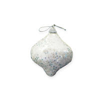 WEIHNACHTSBAUMSCHMUCK Weißer Flachmann mit Glitzer 6 cm - Silberfarben/Weiß, Kunststoff (10/10/10cm) - LAALU