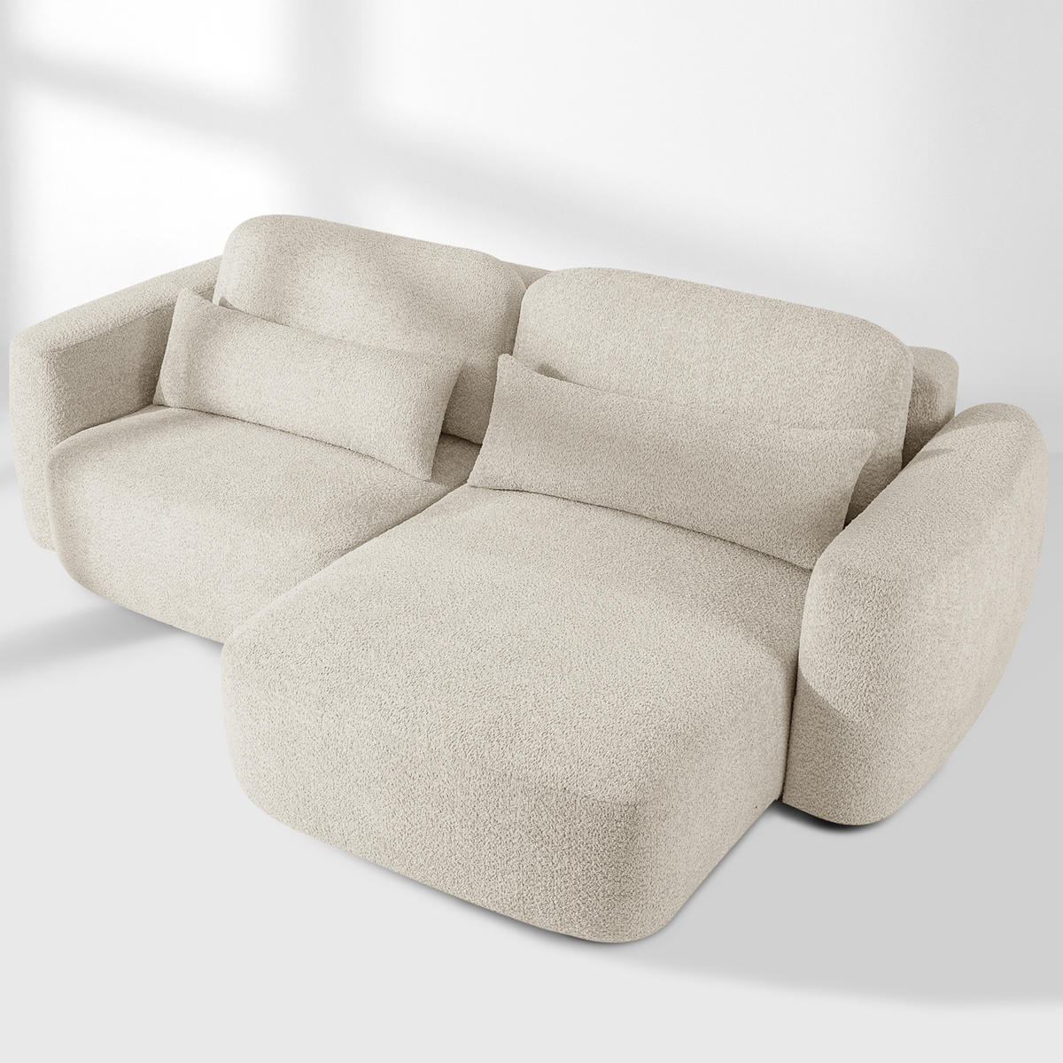 ECKSOFA rechts ELOSA - Weiß, Holz/Textil (245/165cm) - KONSIMO®