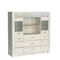 KOMMODE ZERI 137/141,5/42cm mit 3 Schubladen 4 Türen Eiche Bianco - Eiche Bianco, Holzwerkstoff (137/141.5/42cm) - MASSENO