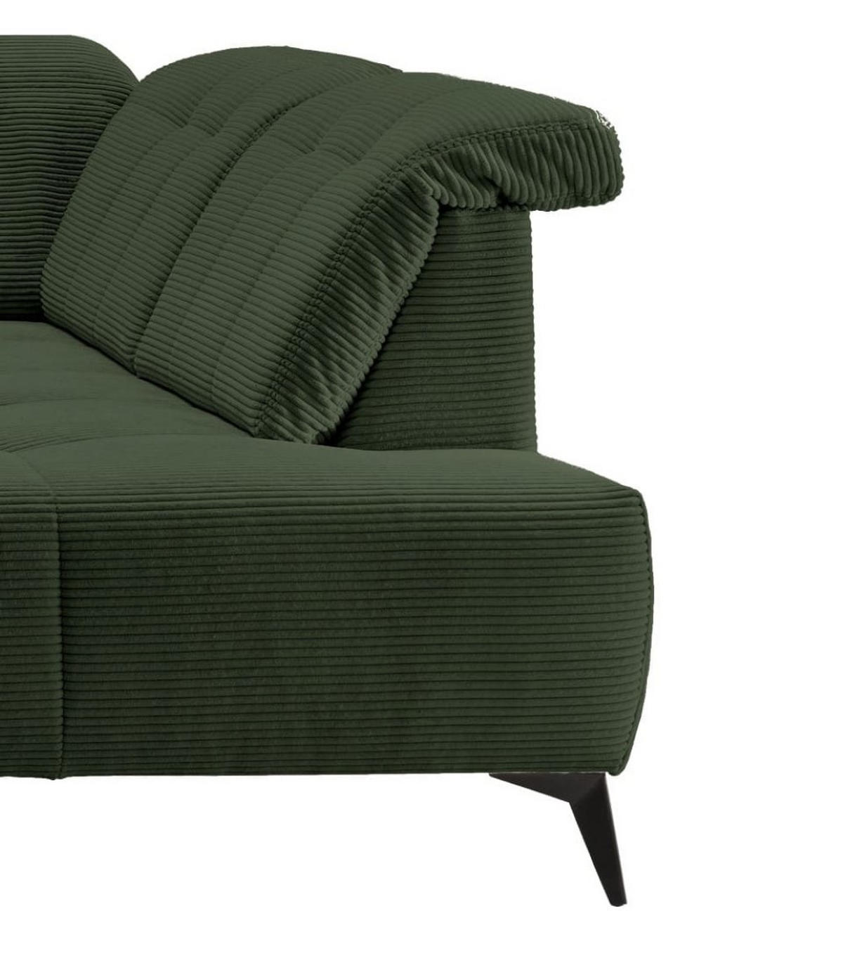 WOHNLANDSCHAFT mit elektrisch verstellbare Relaxfunktion, Cord-Stoff - Schwarz/Grün, Textil/Metall (200/104/337cm) - myHomelando
