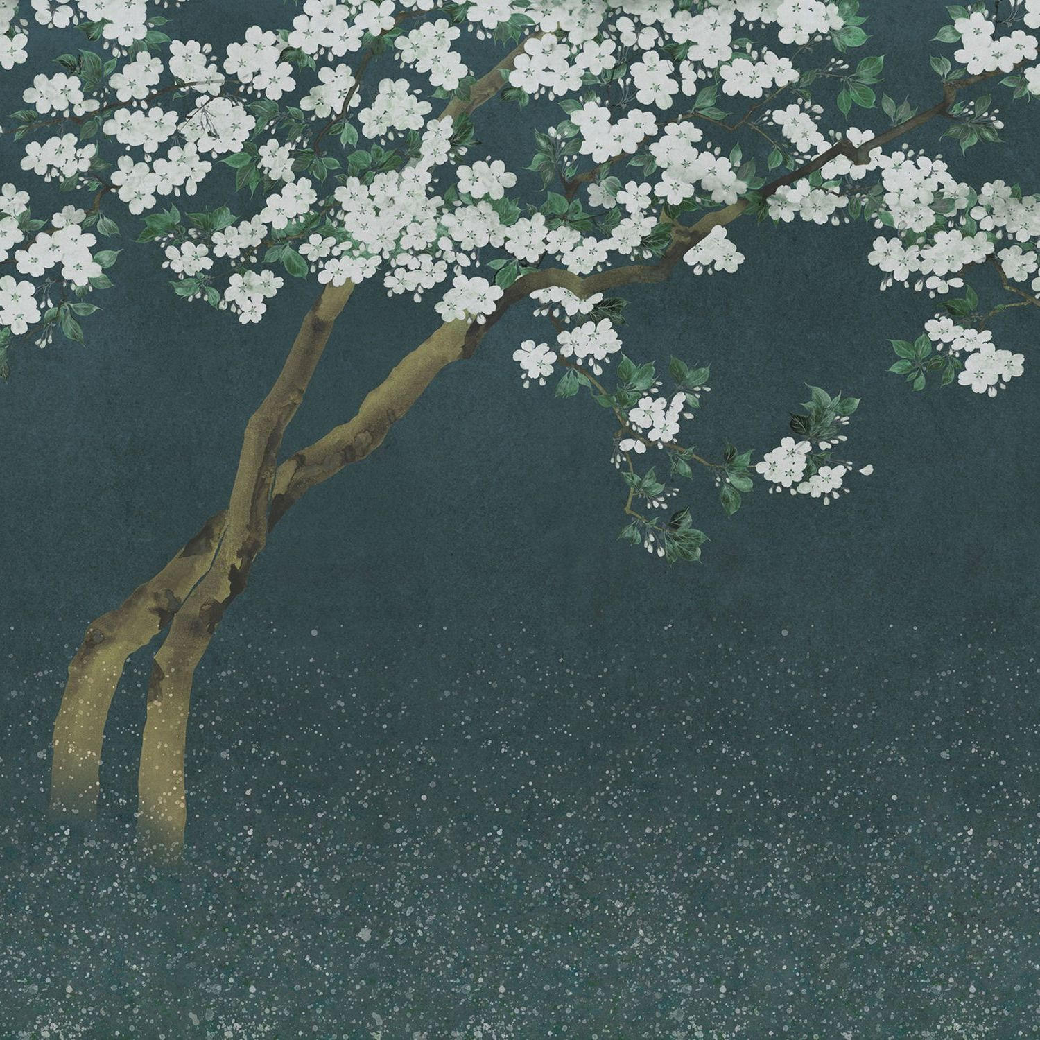 FOTOTAPETE Kirschblüten 371 x 280 cm - Blau, Papier (371/280cm) - Sanders & Sanders