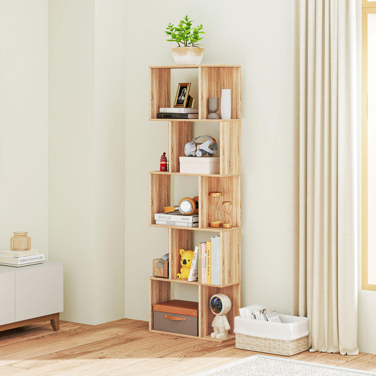 REGAL DE-15540 60/24/184 cm, S-Form Naturholz - Naturfarben, Holzwerkstoff (60/184.5/24cm) - ComfortXL
