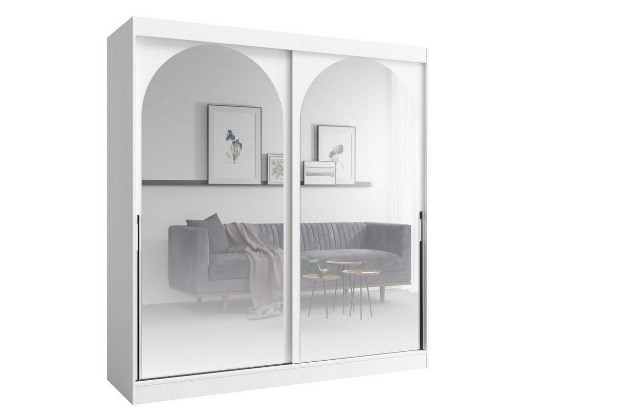 Deine Möbel 24 Schiebetürenschrank Weiß, Schwarz 200x215x65 cm