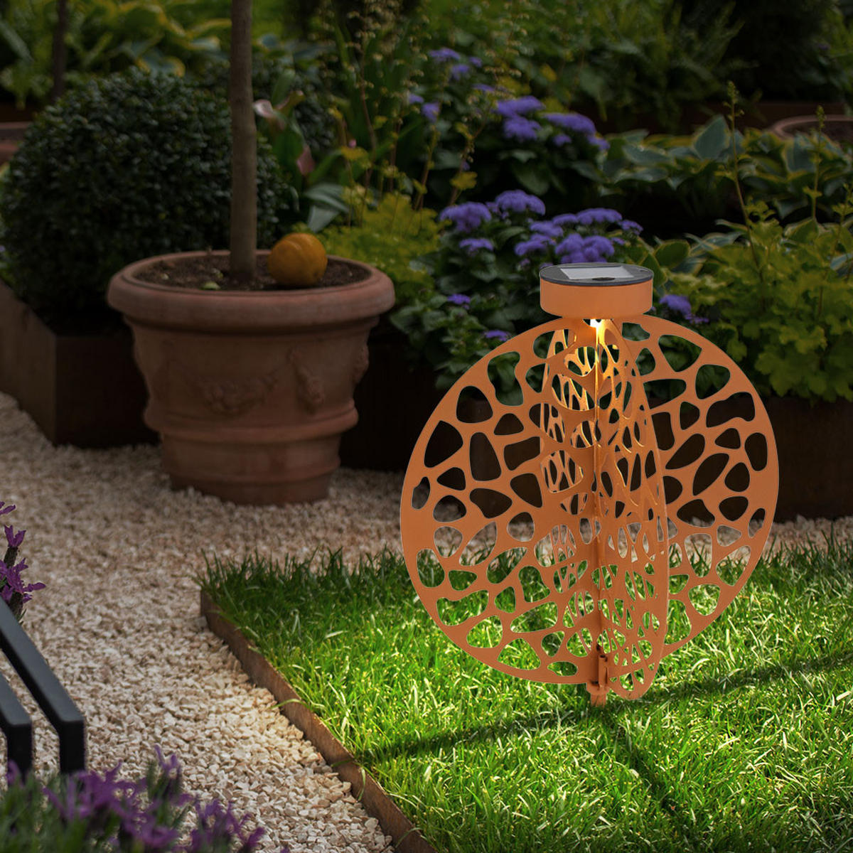 LED AUSSENLEUCHTE Rostoptik Braun - Braun, Metall (30/30/41cm)