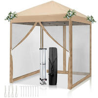 FALTPAVILLON 2x2 m mit Moskitonetzen Khaki - Olivgrün, Textil (200/245/200cm)
