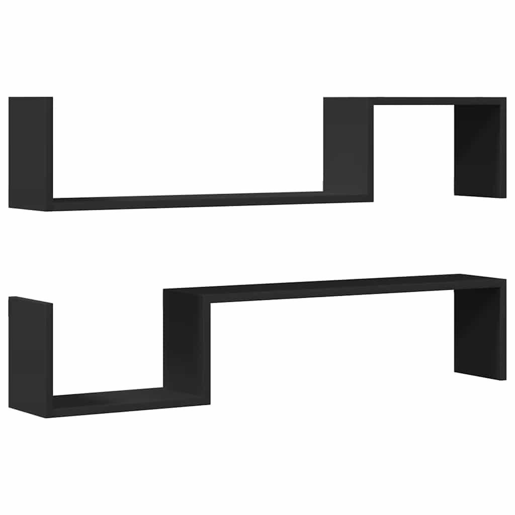 vidaXL Wandregalset Schwarz 100x20x15 cm