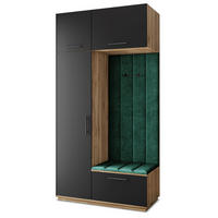 GARDEROBENSCHRANK REMA 120/240/60 cm Modern Garderobe-Set Eiche Wotan - Eiche Wotan/Schwarz, Holzwerkstoff (120/240/60cm) - MASSENO
