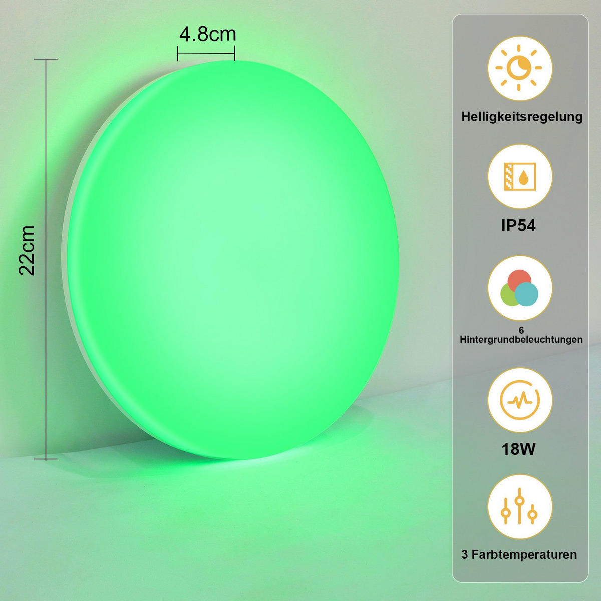 LED-DECKENLEUCHTE Lytle 22/22/4.8cm - Weiß, Kunststoff (22/22/4.8cm) - Nettlife