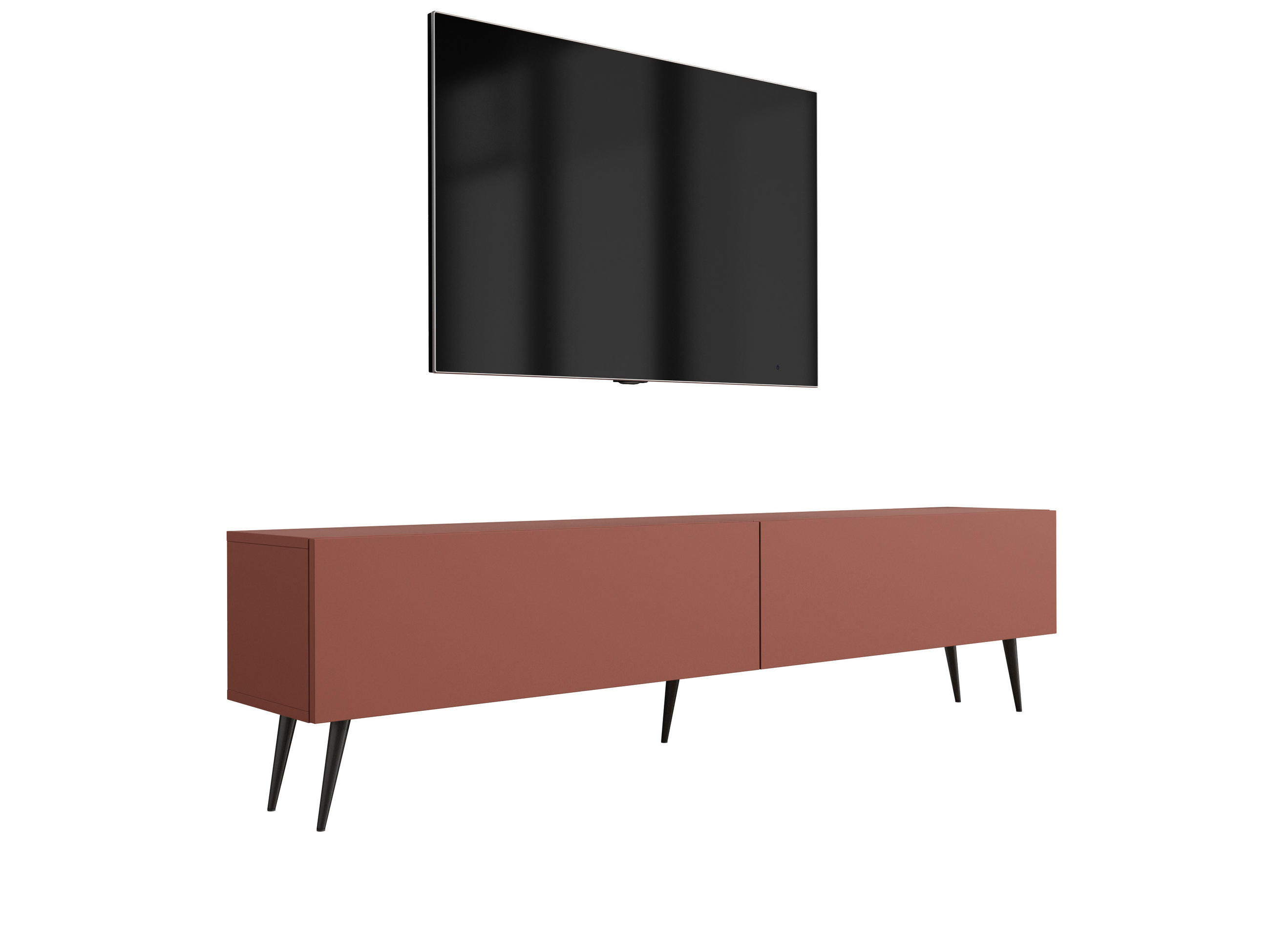 TV-SCHRANK : Ziegelrot, 170 x 52 x 32 cm, schwarze Beine - Rot/Schwarz, Holzwerkstoff/Metall (170/52/32cm) - 3XE LIVING
