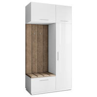 GARDEROBENSCHRANK REMA 120/240/60 cm Modern Garderobe-Set Weiß - Beige/Weiß, Holzwerkstoff (120/240/60cm) - MASSENO