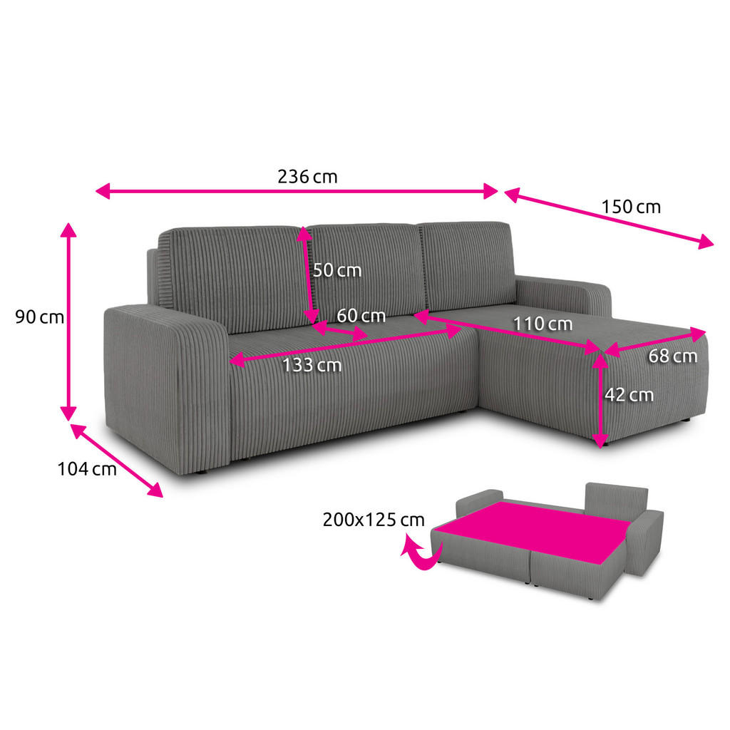 Thumbnail - Sofnet Ecksofa, Beige, Textil, 5-Sitzer, L-Form,Rechteckig, 236x150 cm, Wohnzimmer, Sofas & Couches, Wohnlandschaften, E...