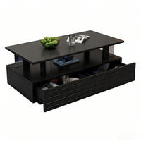 COUCHTISCH 100/50/42 cm schwarz aus Acryl mit Aufbewahrung - Schwarz, Holzwerkstoff (100/50/42cm) - OKMYHOME