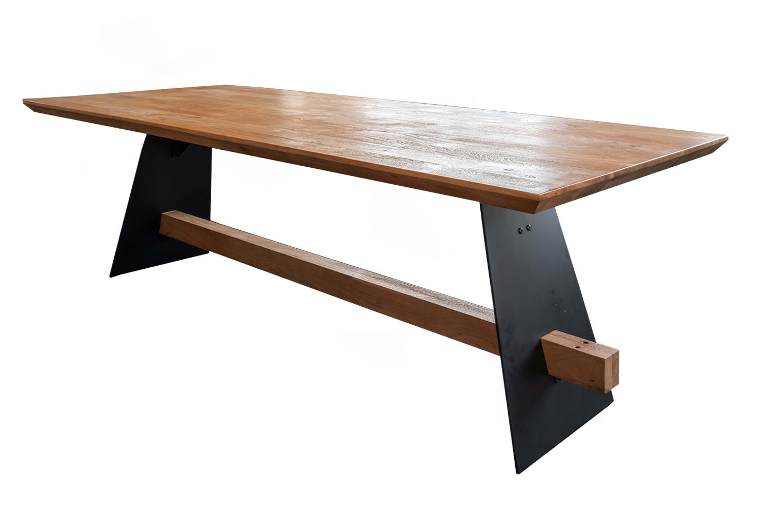 ESSTISCH MIT SCHWEIZER KANTE ARBORIO Braun Akazie - Schwarz/Braun, Holz/Metall (300/100/78cm) - KAWOLA