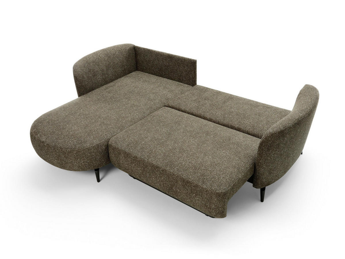 ECKSOFA VICO Grün Velours-Stoff mit Schlaffunktion - Grün, Holz (260/181cm) - MASSENO