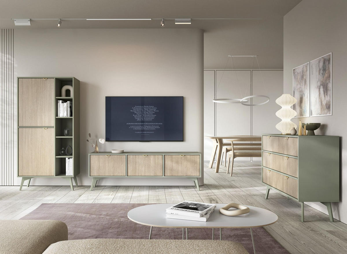 KOMMODE - Abeto Grün SD106 - Eichefarben/Grün, Holz (106/80/38cm) - Möblo