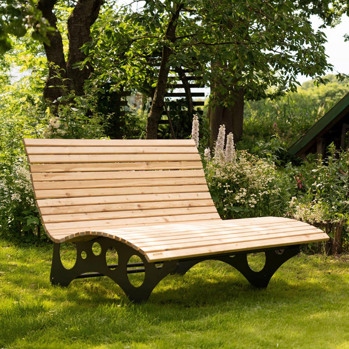 WELLENHOLZLIEGE TAIGA - Breite: 150 cm - Naturfarben, Holz (150/157/114cm) - Home Deluxe