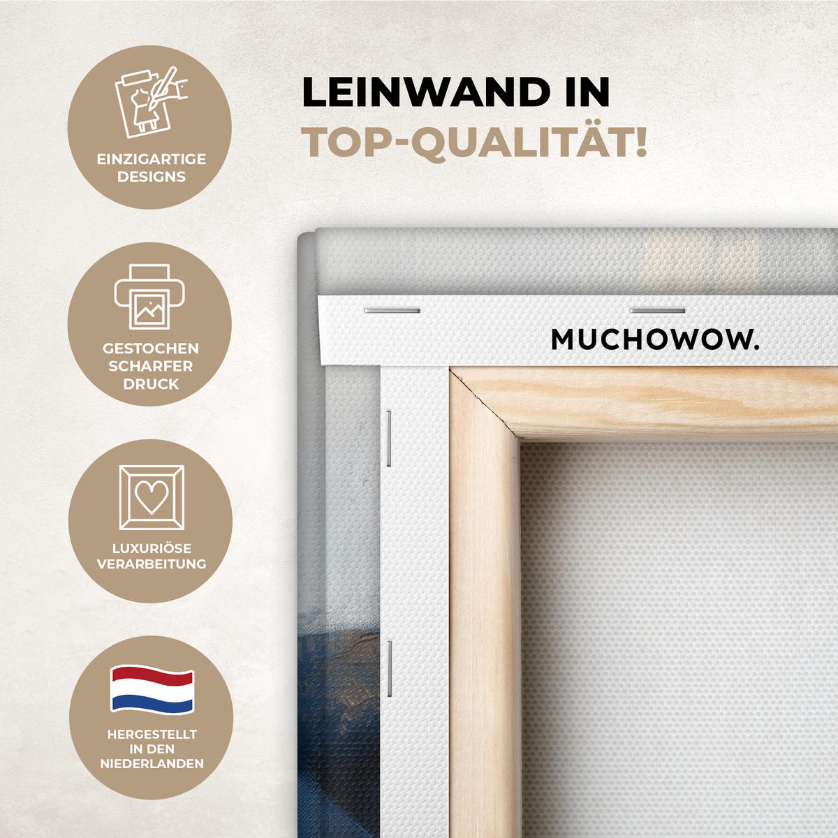 LEINWANDBILD Gold - Blau - Aquarell - Kunst - Modern Deko Schlafzimmer 30x20 cm - Hellblau, Textil (30/20cm) - MuchoWow