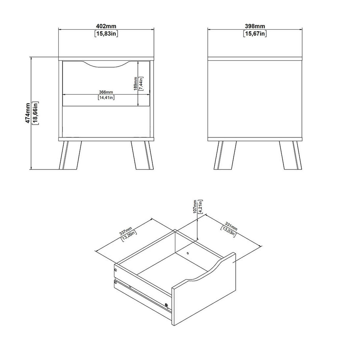 NACHTTISCH, Ikast, Eiche, Holzwerkstoff, 41 x 40 x 48 cm - Eichefarben, Holzwerkstoff (41/48/40cm) - ebuy24