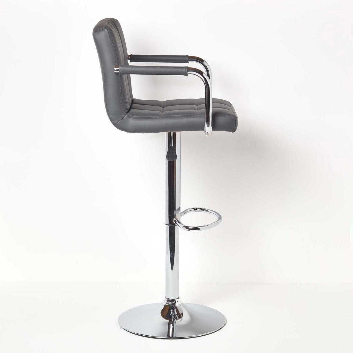 BARSTUHL Bramley mit Lehne, Kunstleder, drehbar & höhenverstellbar - Grau, Textil (44/113/44cm) - Homescapes