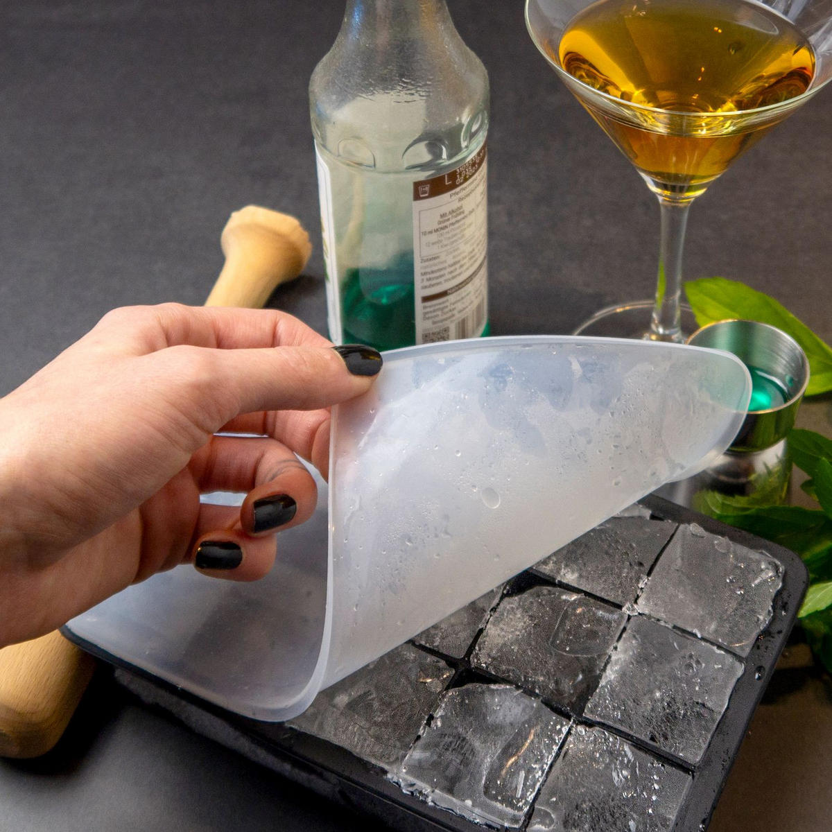 EISWÜRFELFORM - Schwarz, Kunststoff (11/3.5/18cm) - Intirilife