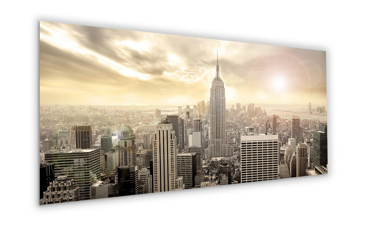 GLASBILD 125x50 cm New York Skyline - Gelb, Glas (125/50cm) - artissimo