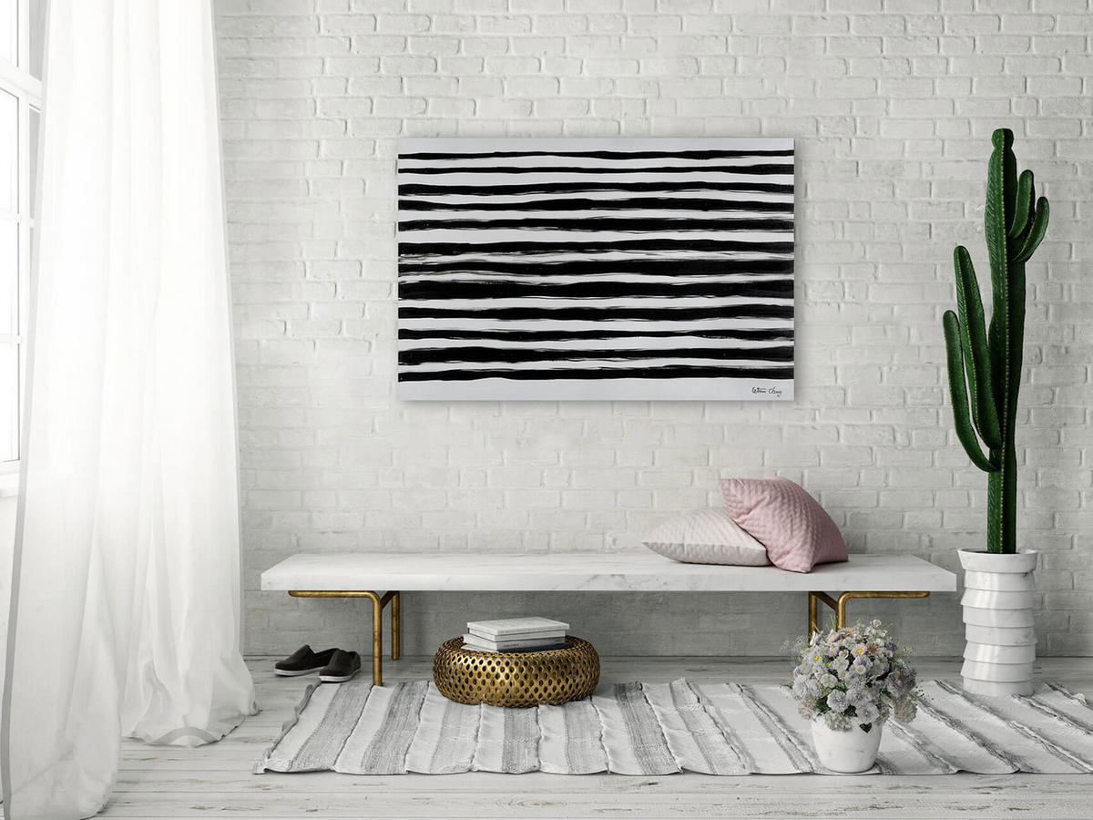 ACRYLBILD HANDGEMALT 120/80 cm - Schwarz, Holz/Textil (2.5/80cm) - KUNSTLOFT