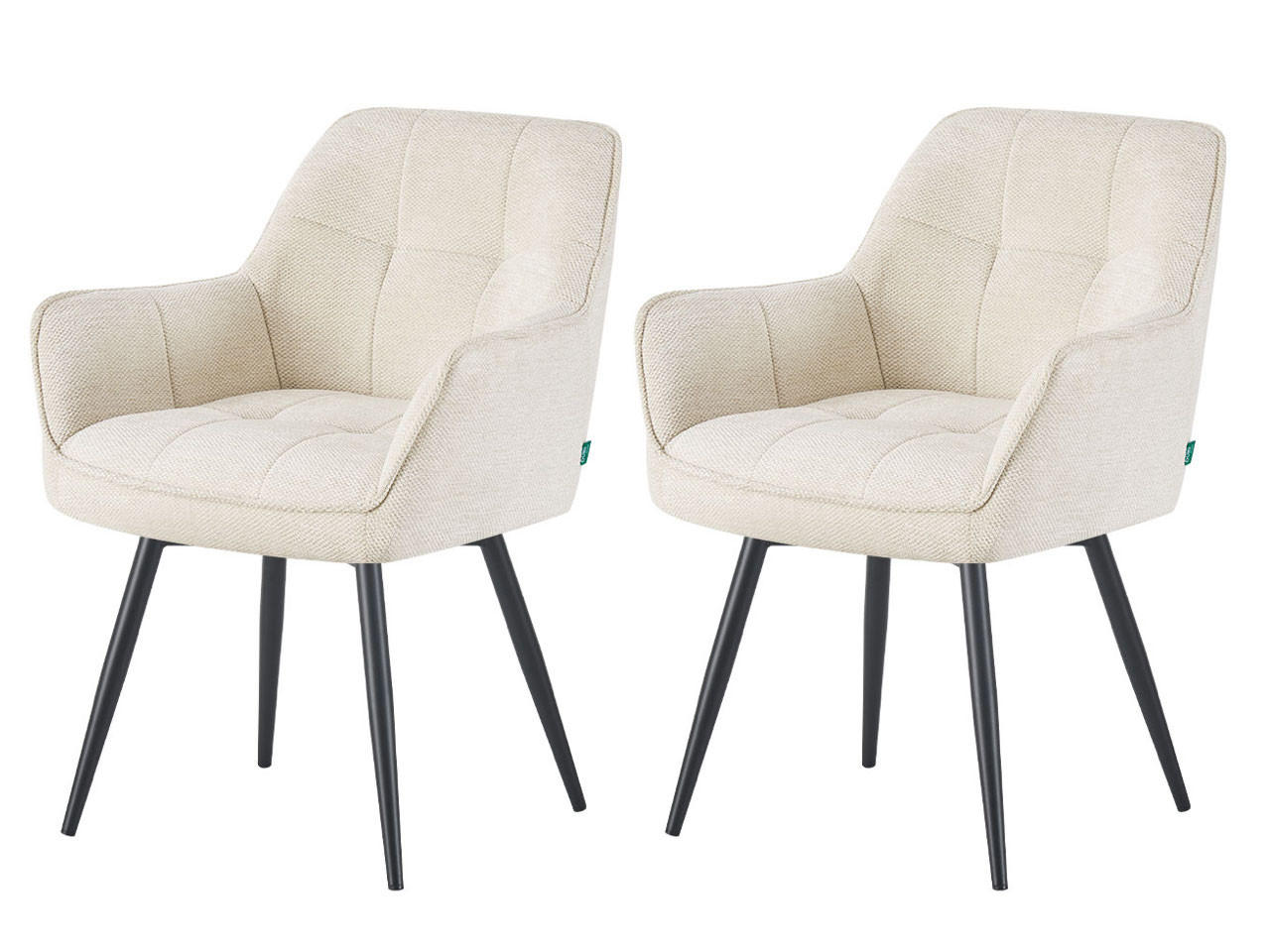 ESSZIMMERSTUHL THOMAS-LUNA 2er-Set 4-Fuss-Gestell - Creme/Schwarz, Textil (61/82/62cm) - DUBI Möbel