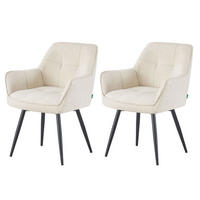 ESSZIMMERSTUHL THOMAS-LUNA 2er-Set 4-Fuss-Gestell - Creme/Schwarz, Textil (61/82/62cm) - DUBI Möbel