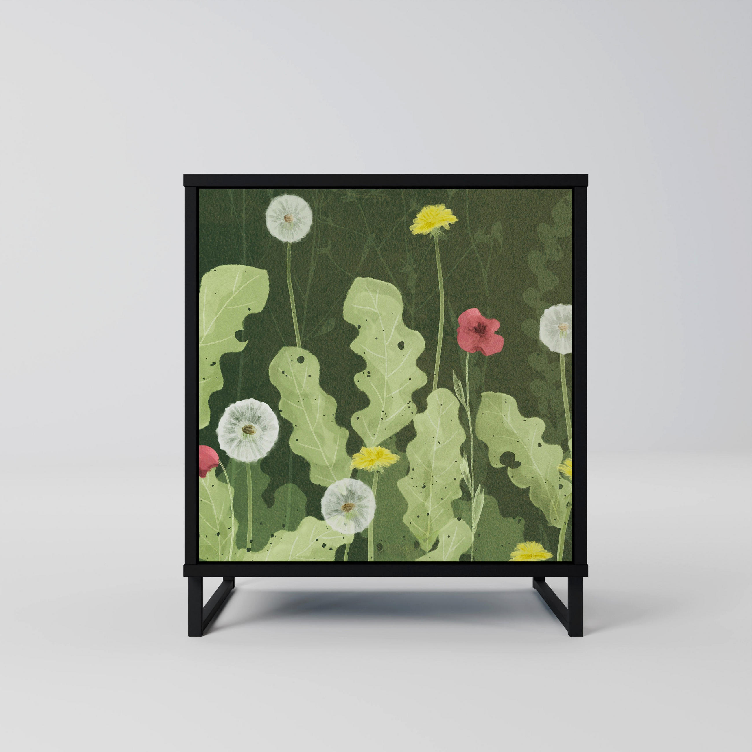 SIDEBOARD DANDELION AMUSE, Schwarz, 57,5x42x67,5 cm, Schwarze Metall-Rahmenfüße - Multicolor/Schwarz, Holzwerkstoff/Metall (57.5/67.5/42cm) - SpaceRebels
