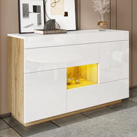 SIDEBOARD Hochglanz LED Vitrine - Weiß, Holzwerkstoff (120/76.5/37cm) - Fortuna Lai