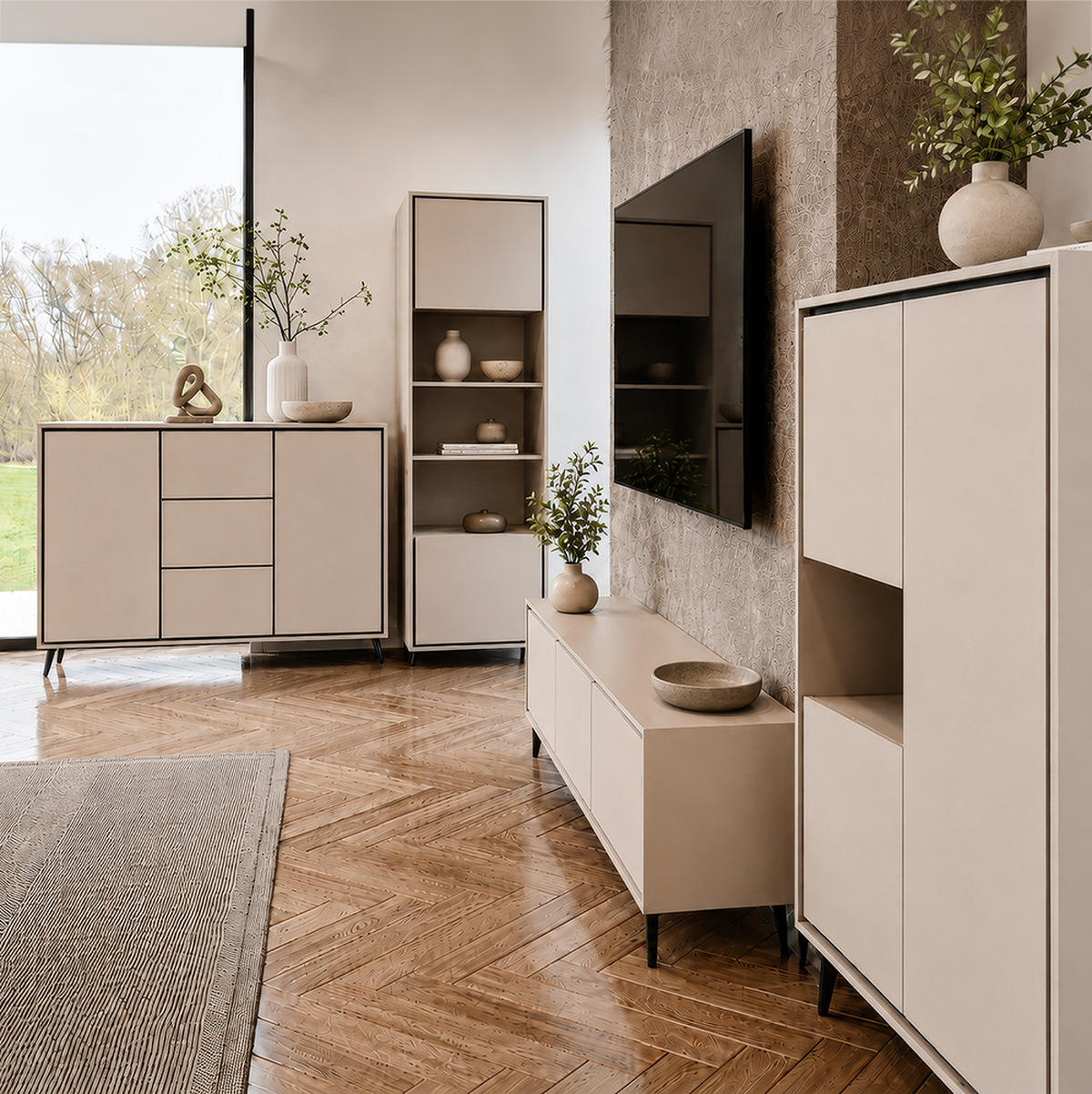 KOMMODE FRESCO 2D3S 90 cm Weiß/Weiß, drei Schubladen, grifflos - Kaschmir, Holzwerkstoff (150/100/40cm) - imoebel24