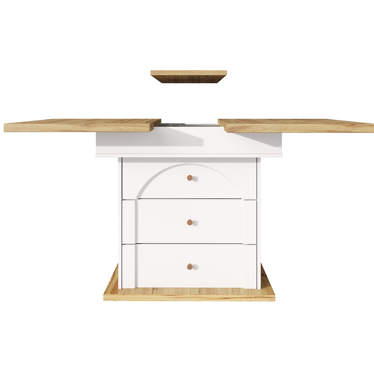 ESSTISCH aus MDF 110-140x80x75 cm Natur/Weiß ausziehbar mit Stauraum und Soft-Close-Klapptür - Weiß, Holzwerkstoff (140/80/75cm) - Modfu
