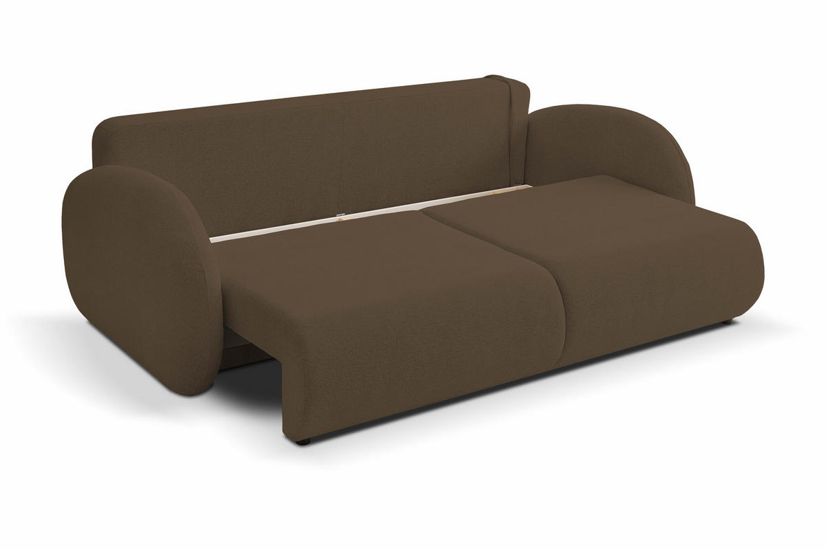 SOFA LOOP Schlaffunktion & Bettkasten PUR-Schaum Schwarze Kunststofffüße skandinavischer Stil lose Rückenkissen freistehend 234x112x86 cm Brown - Braun, Holz/Textil (234/86/112cm) - DomoHome