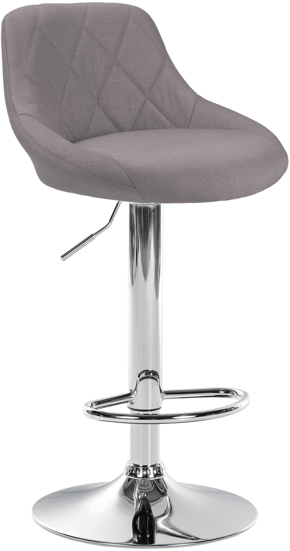 BARHOCKER Stoff Grau - Chromfarben/Grau, Textil/Metall (46/83/49cm) - CLP