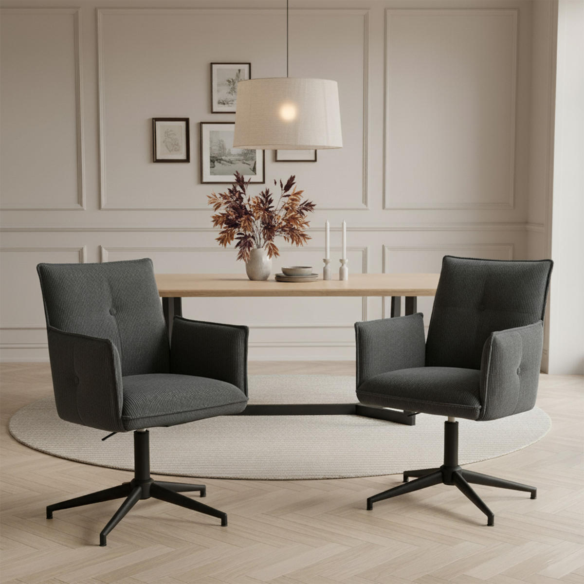BÜROSTUHL Mika-Till - Anthrazit/Schwarz, Textil/Metall (60/85/63cm) - DUBI Möbel