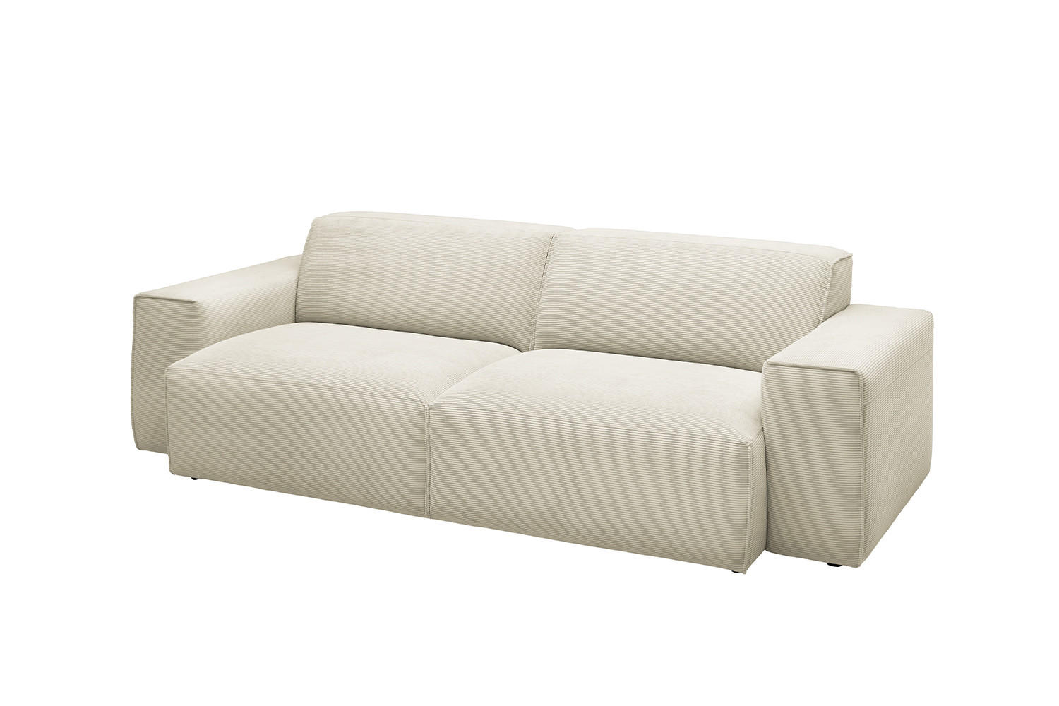 SOFA RANI Beige Cord - Beige/Schwarz, Kunststoff/Textil (256/71/101cm) - KAWOLA